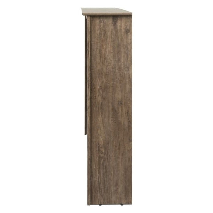 Cabecero con estantería King Size en acabado de madera gris desgastada