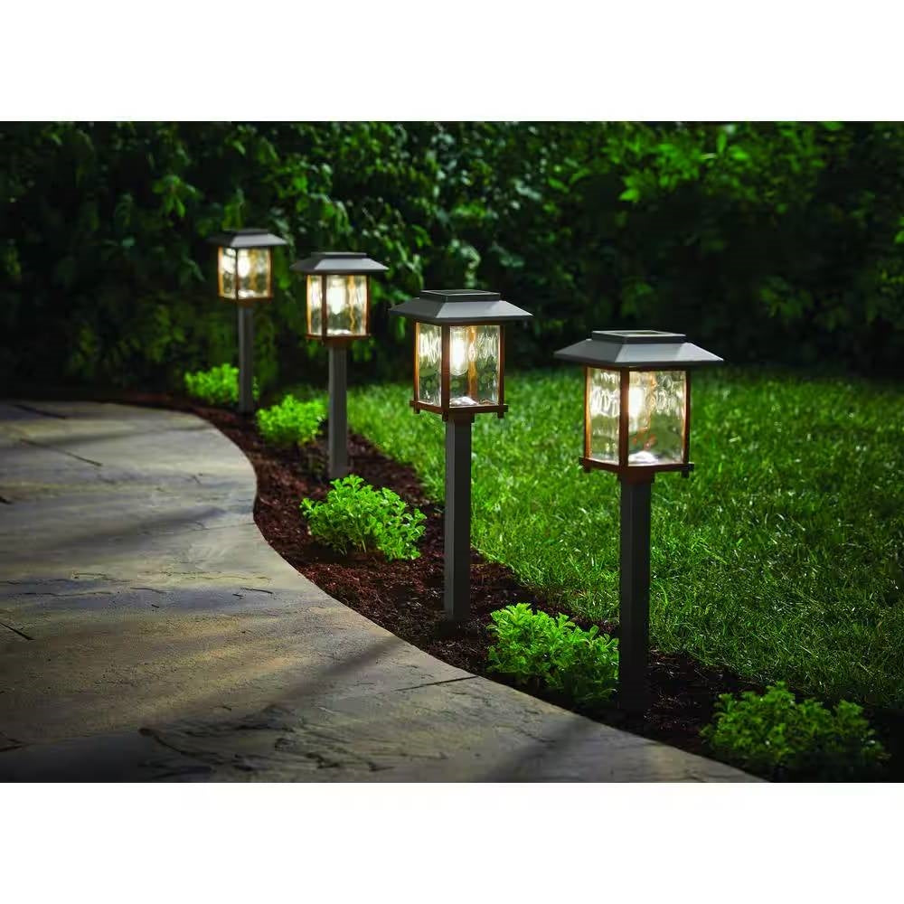 Paquete de 4 luces solares LED oro bronce - Iluminación para caminos de jardín exterior