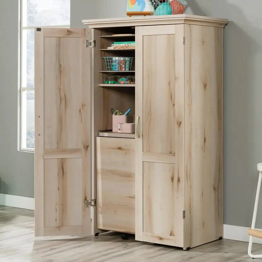 Escritorio con superficie desplegable/Mesa de manualidades/Armario para computadora con acabado de madera de arce - Hecho en EE. UU.