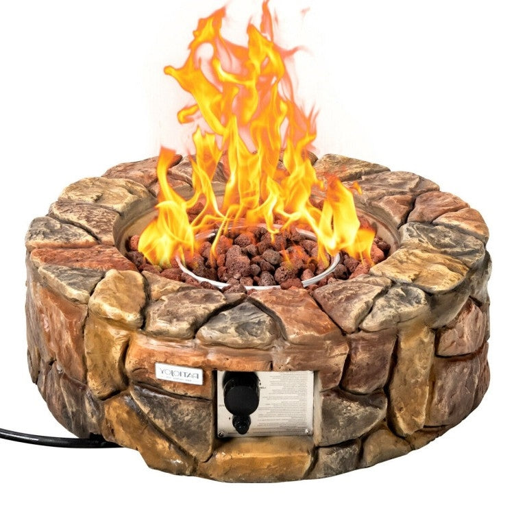 Pozo de fuego de propano de gas de piedra circular para exteriores de 40.000 BTU