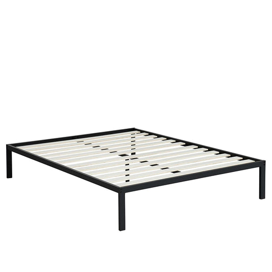 Base de cama con plataforma de metal de acero tamaño Queen con listones de madera