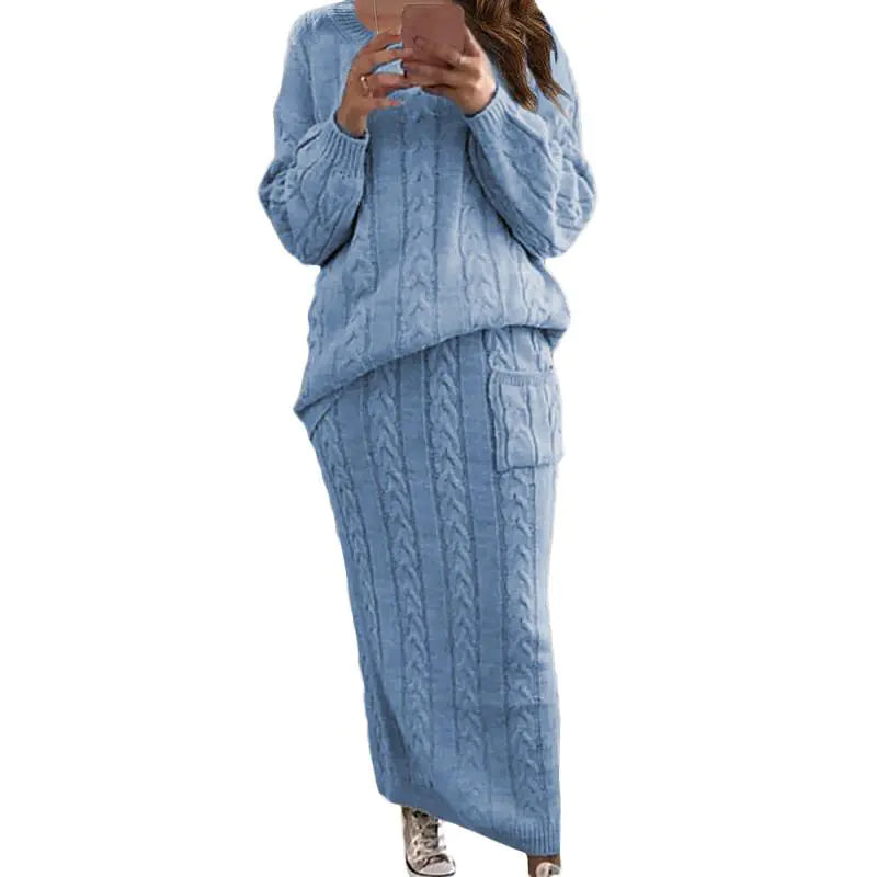Autumn Winter Women's Fashion Sweater Dress Set