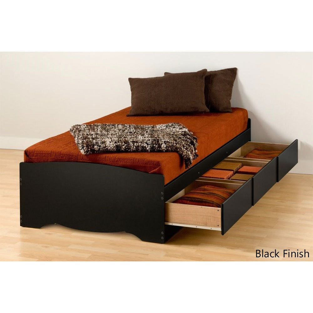 Base de cama plataforma Twin XL con 3 cajones de almacenamiento en negro