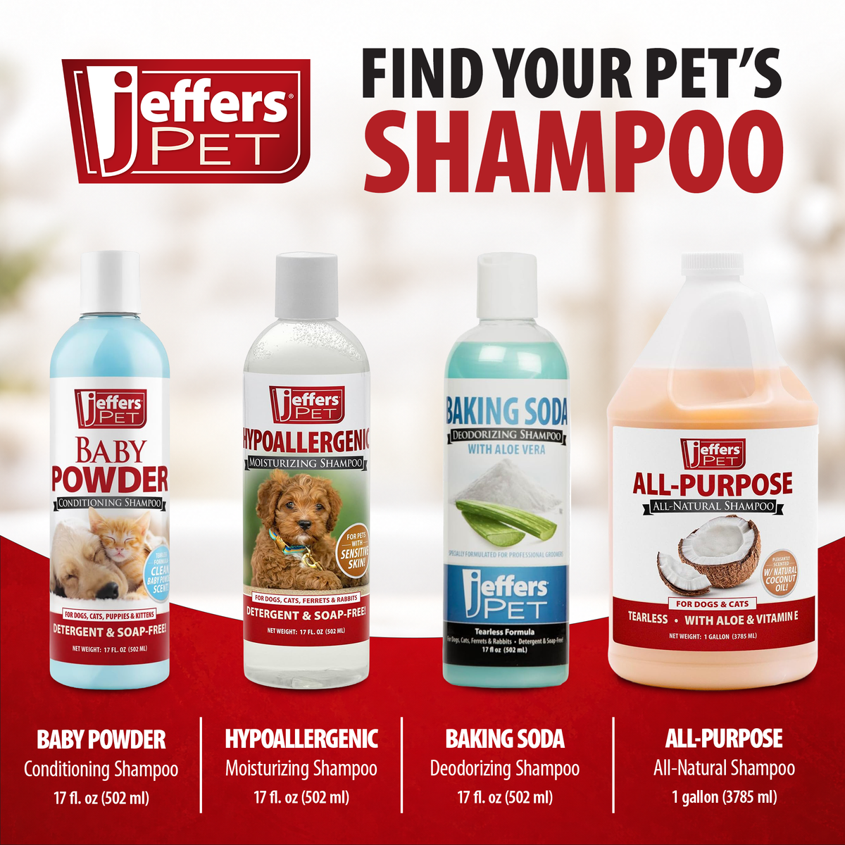 Jeffers Pet Tearless Baking Soda Deodorizing Pet Shampoo with Aloe Vera