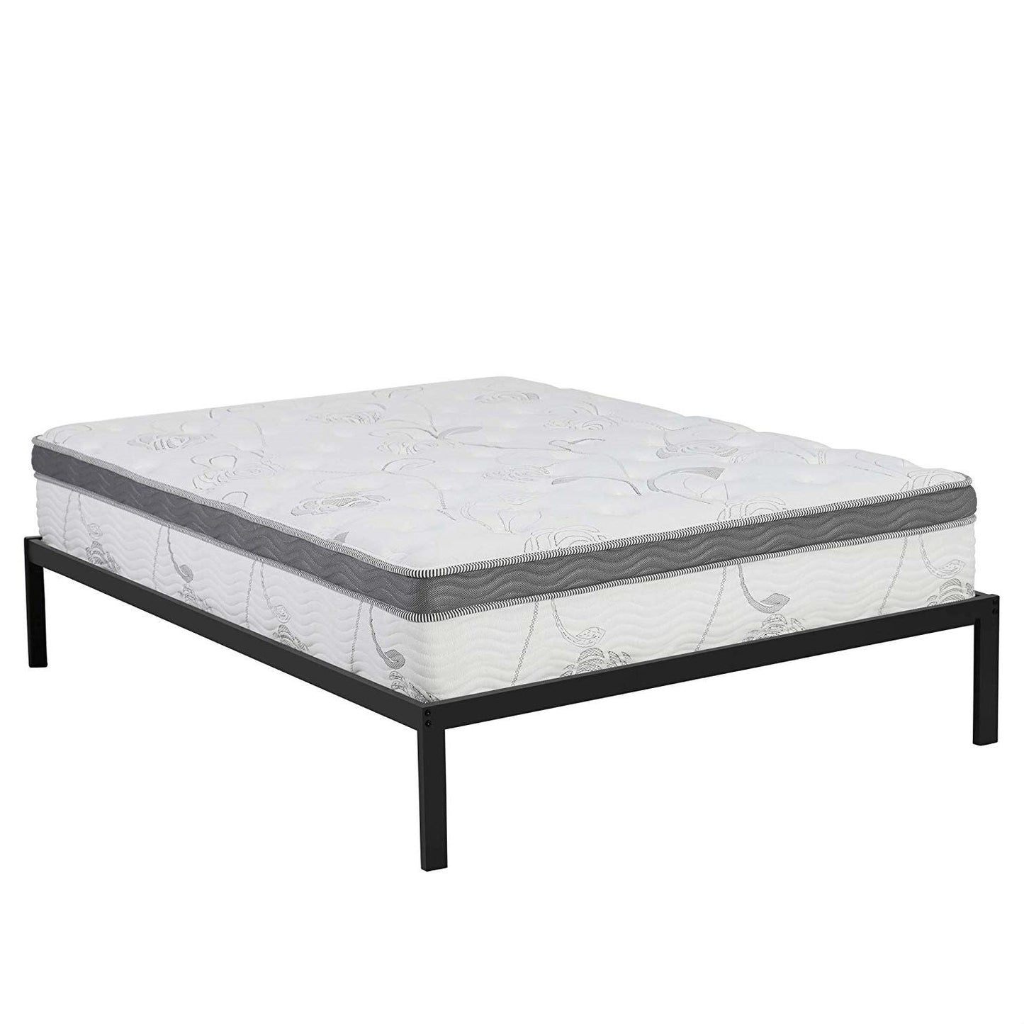 Base de cama de metal resistente de tamaño individual con plataforma y listones de madera
