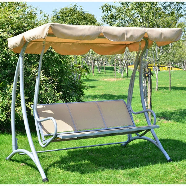 Columpio de jardín con dosel para 3 personas en color arena