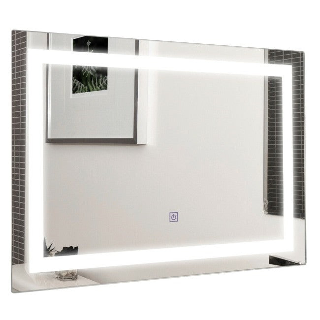 Espejo de baño con sensor táctil LED, montado en la pared, con cable, de 27.5 pulgadas