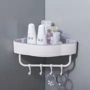 Triangular Adhesive Shelf with Hook for Bathroom