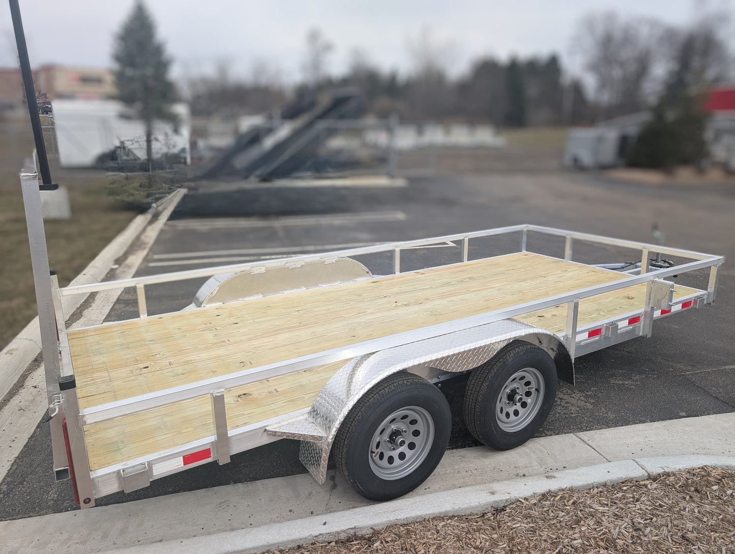 Silver Ox 7x16 Aluminum Tandem Axle Utility Trailer – Rear Ramp – Electric Brakes | AAA Trailer