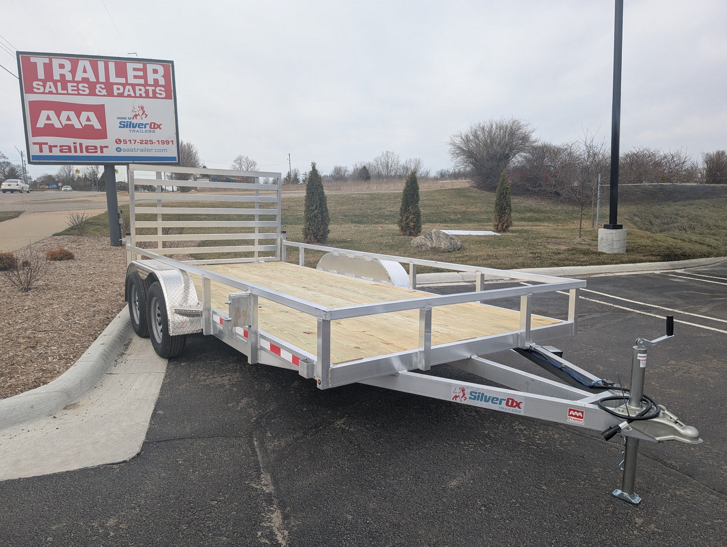 Silver Ox 7x16 Aluminum Tandem Axle Utility Trailer – Rear Ramp – Electric Brakes | AAA Trailer