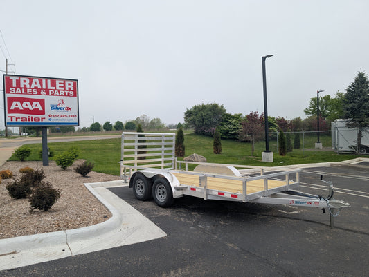 Silver Ox 7x14 Aluminum Tandem Axle Utility Trailer – HD Ramp – Brakes on Both Axles | AAA Trailer