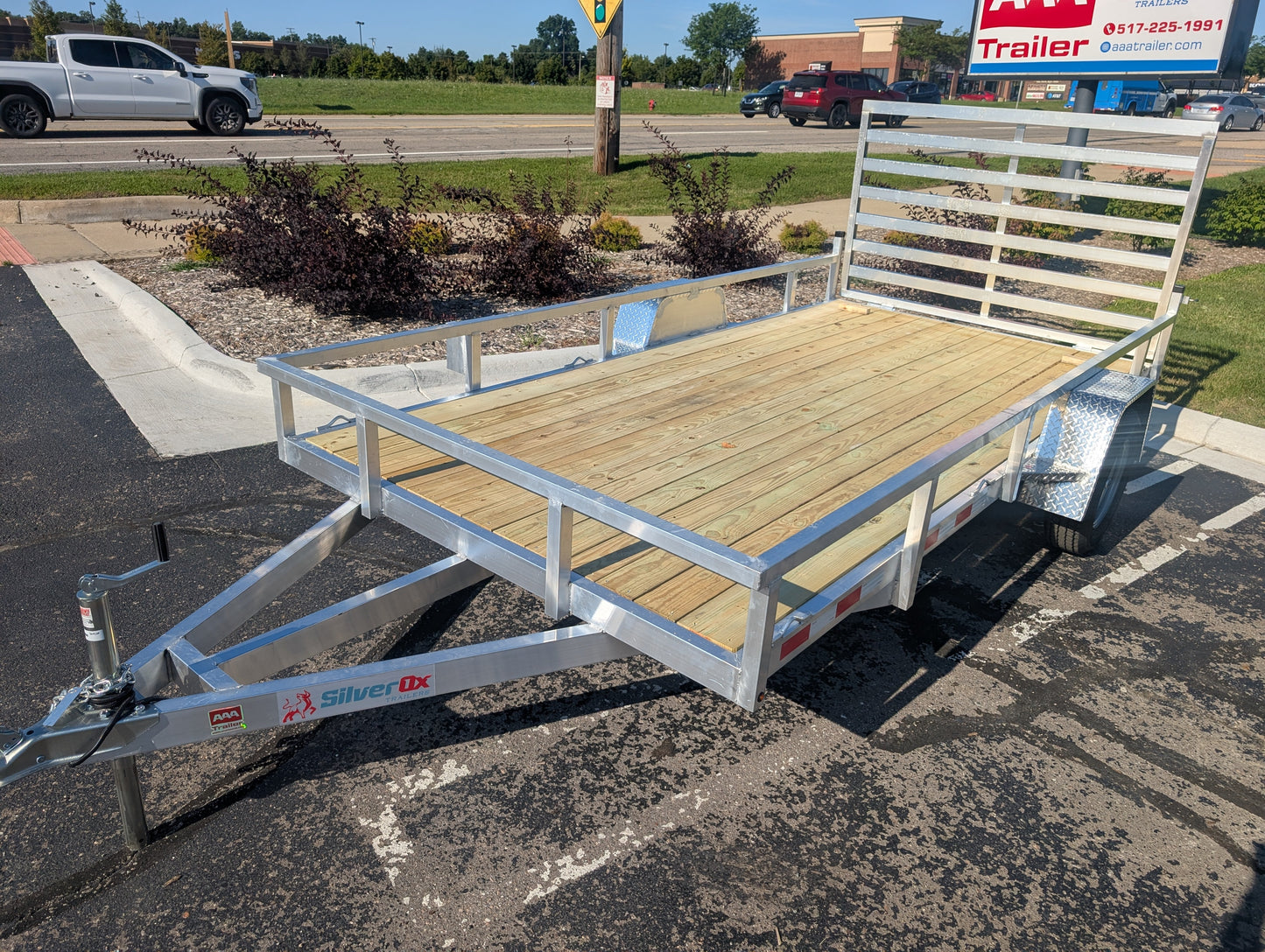 Silver Ox 7x14 Aluminum Utility Trailer – Single Axle – Rear Ramp