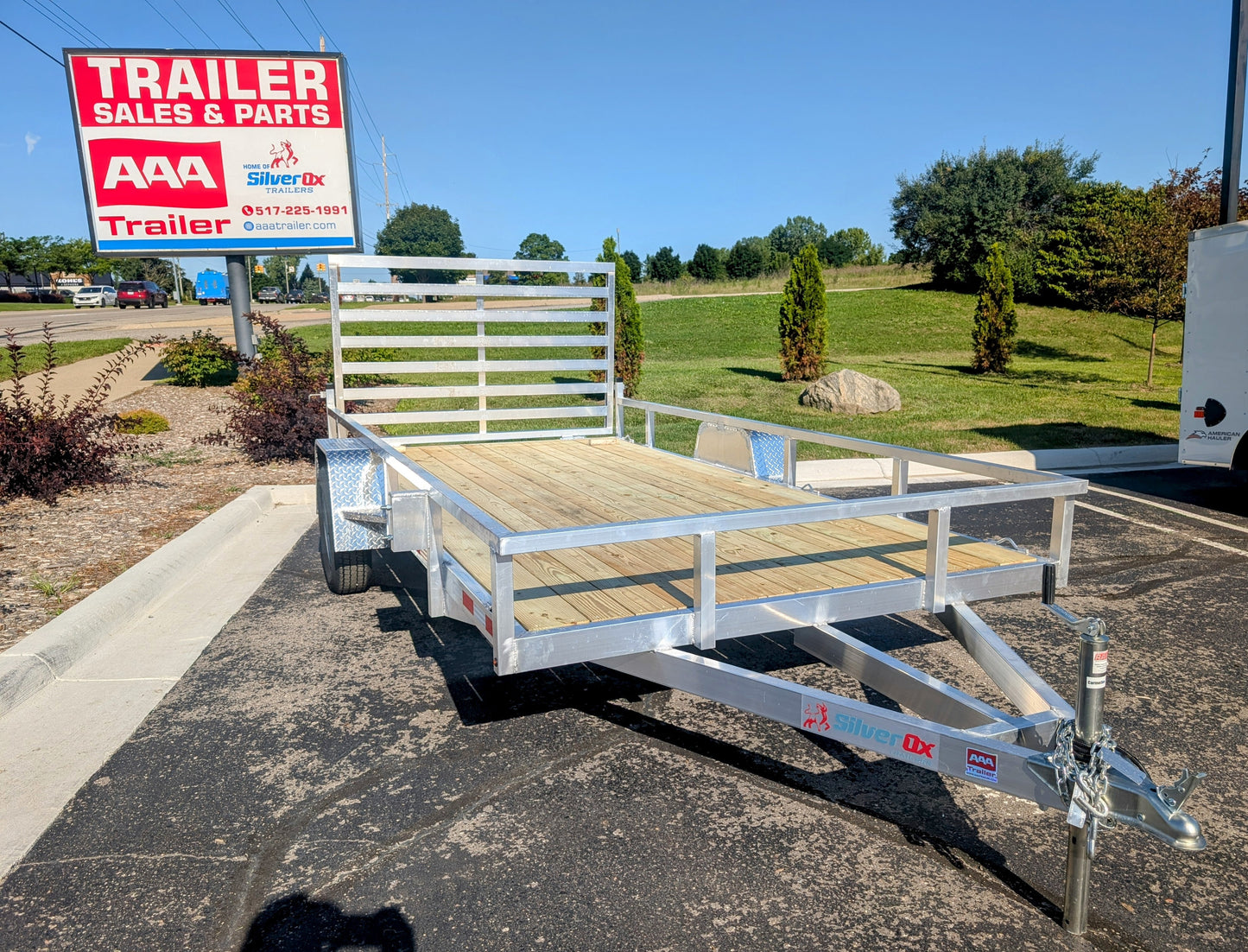 Silver Ox 7x14 Aluminum Utility Trailer – Single Axle – Rear Ramp