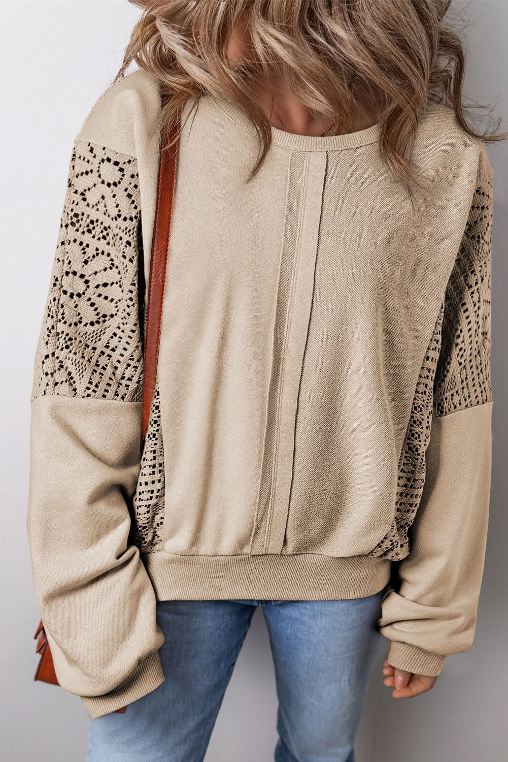 Sweaters Love Salve Knit Sweatshirt Women's Daily Wear Ribbed Trim Top Casual Winter
