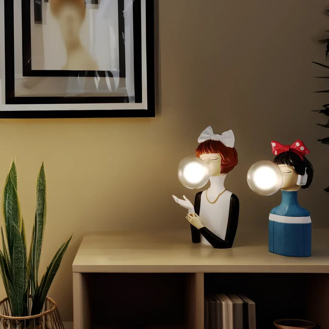 Parisian Bubble Girls Clear Glass LED Table Lamps
