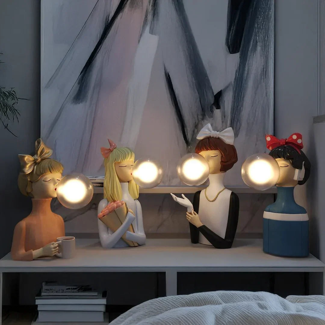 Parisian Bubble Girls Clear Glass LED Table Lamps