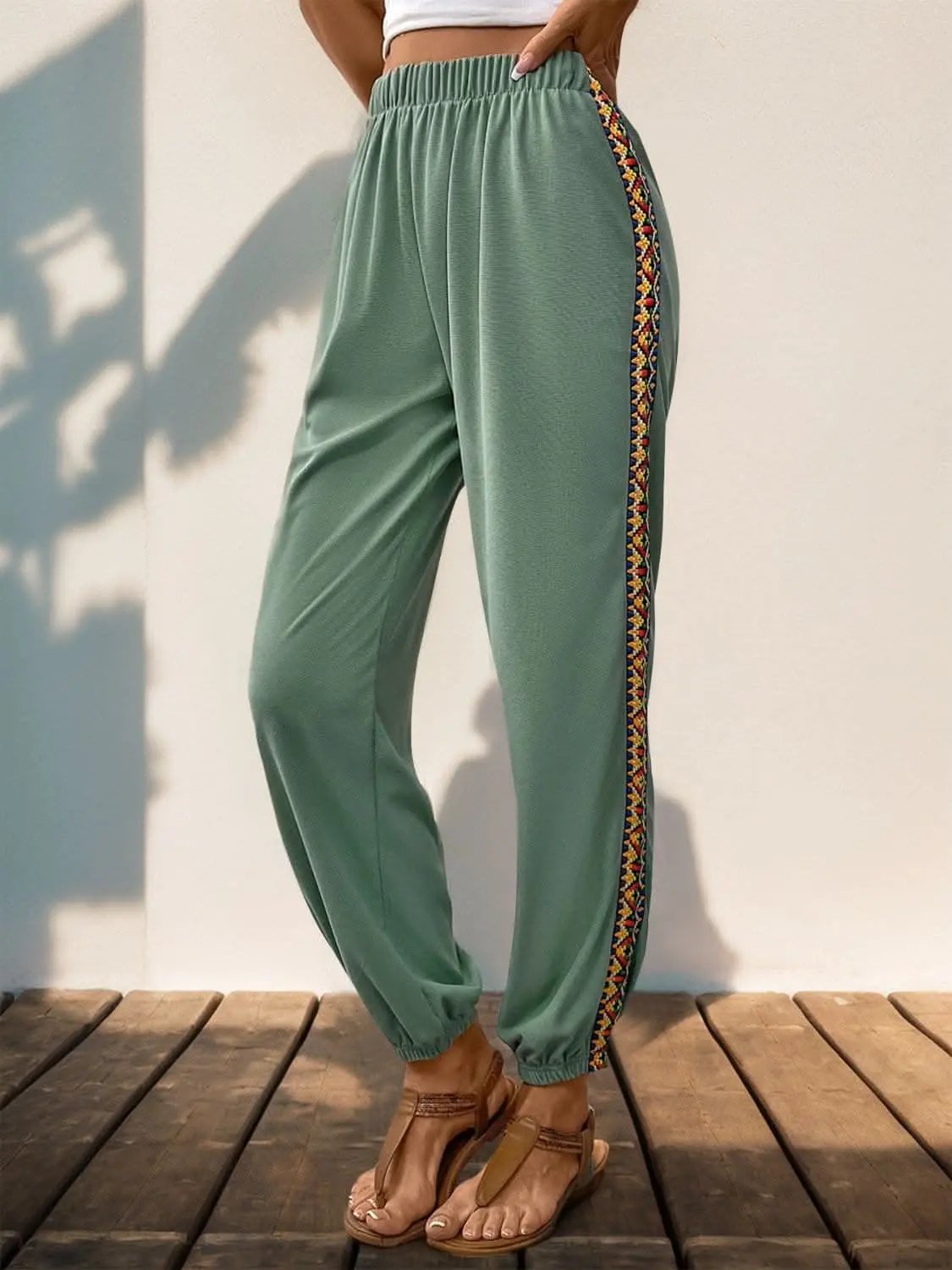 Pants Trendsi Patchwork joggers with woven detail