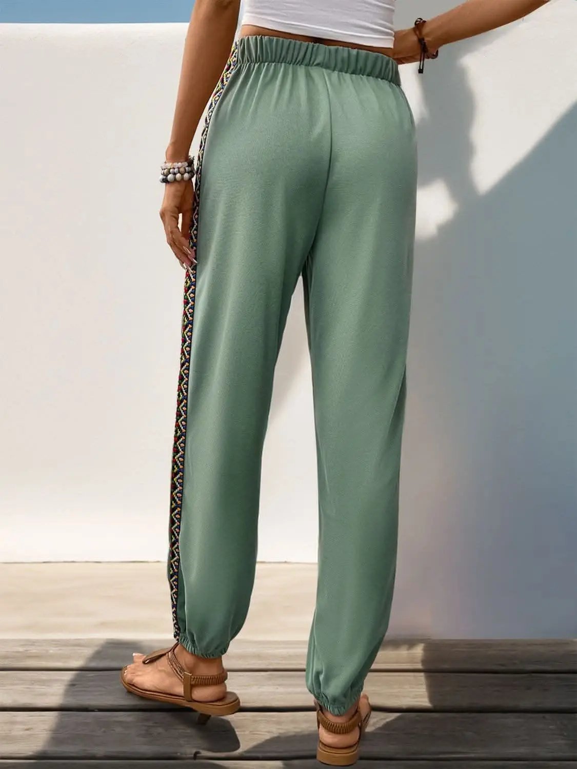 Pants Trendsi Patchwork joggers with woven detail
