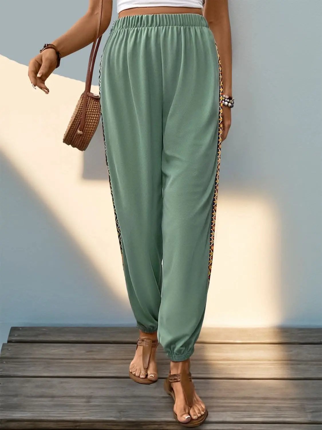 Pants Trendsi Patchwork joggers with woven detail