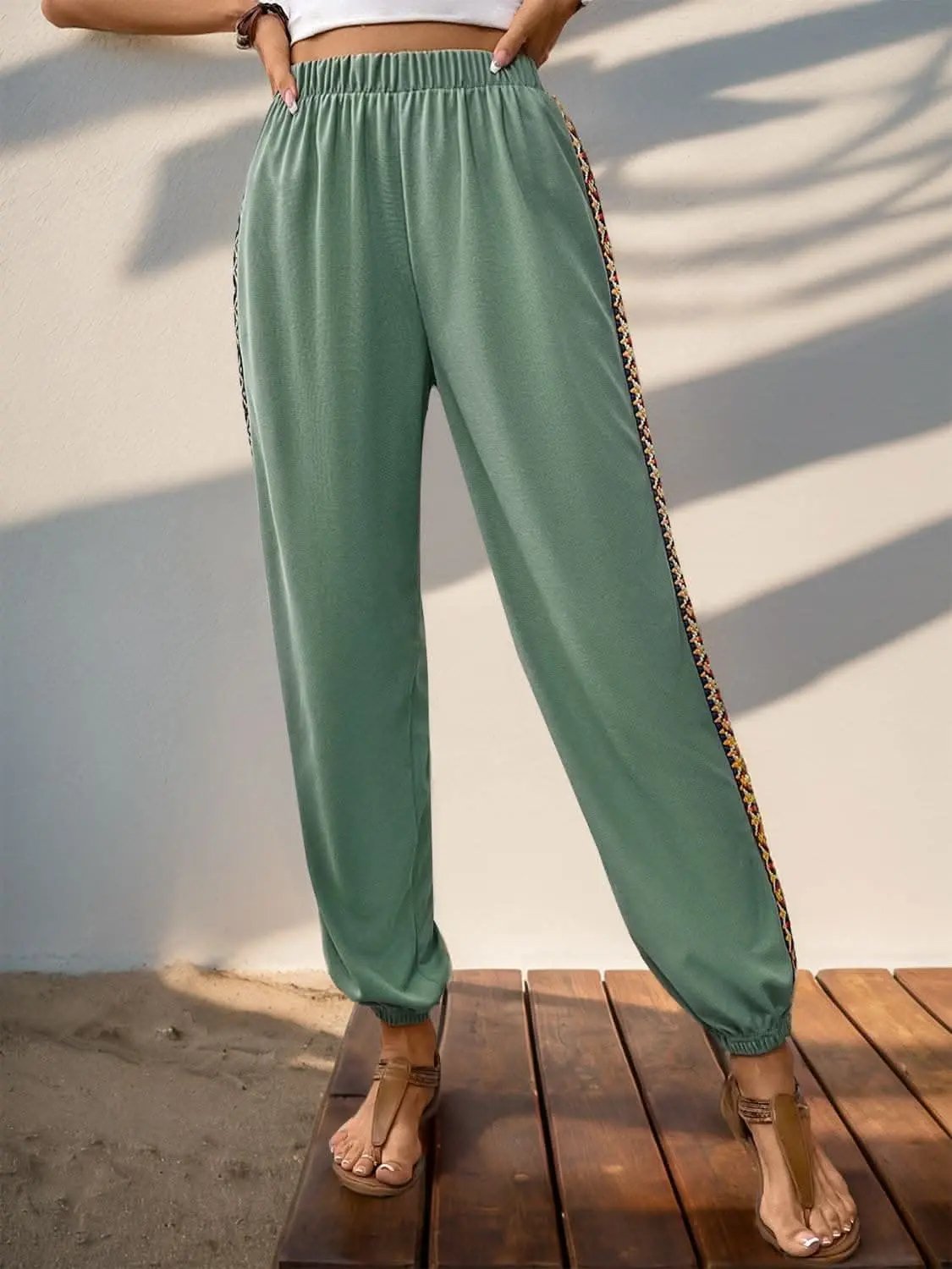 Pants Trendsi Patchwork joggers with woven detail