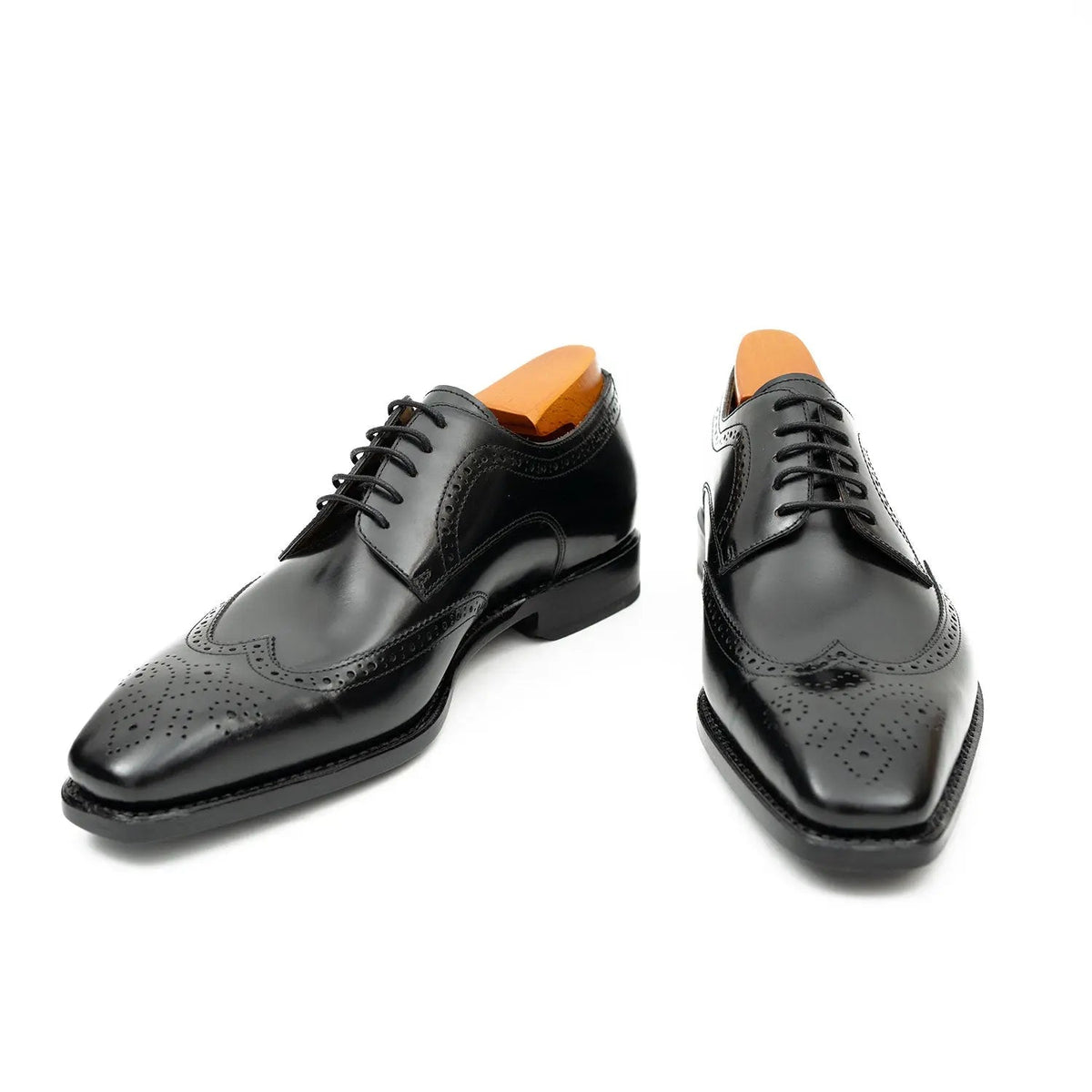 Black Wingtip Calf Leather Derby Shoes