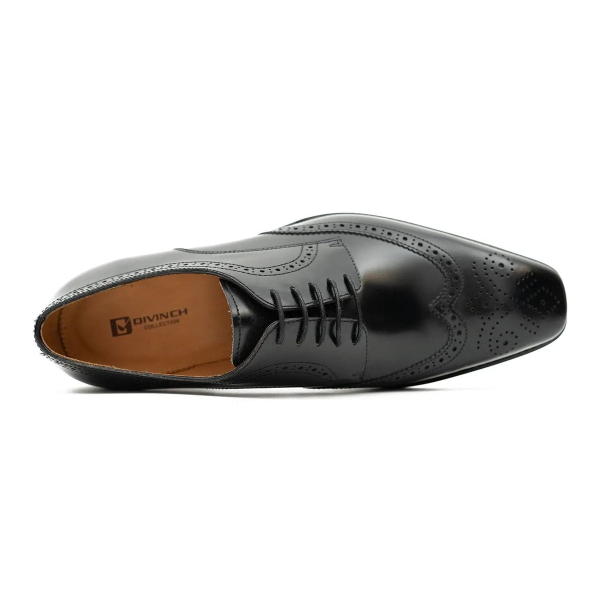 Black Wingtip Calf Leather Derby Shoes