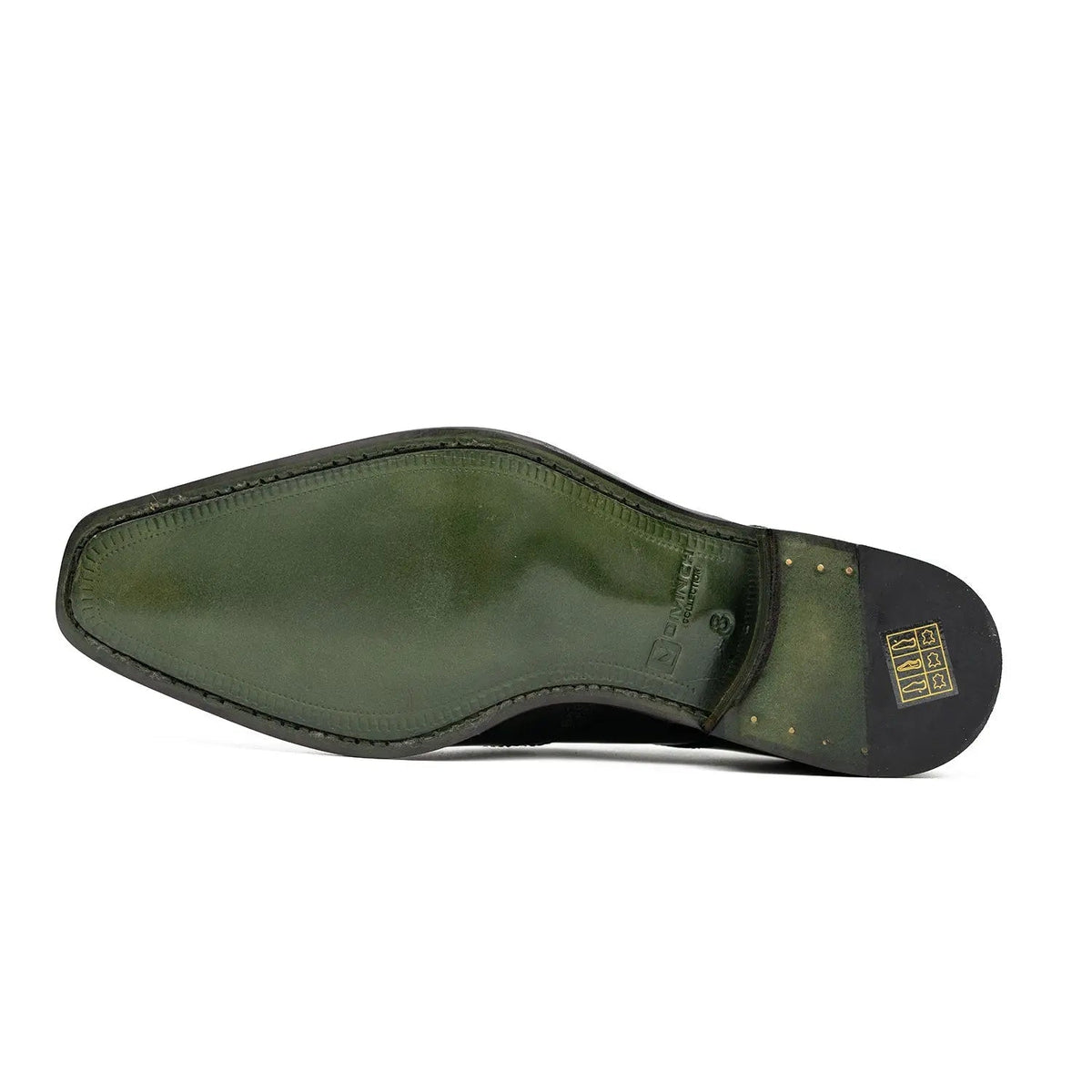 Green Wingtip Cow Leather Derby Shoes