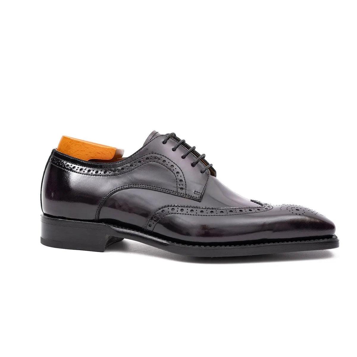 Purple Wingtip Calf Leather Derby Shoes