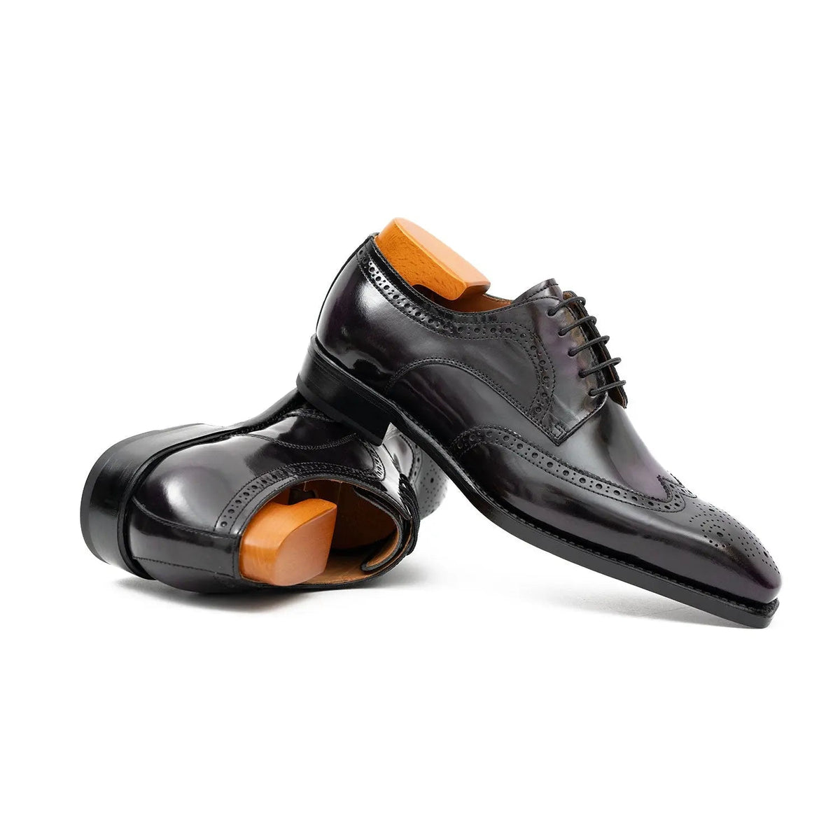Purple Wingtip Calf Leather Derby Shoes