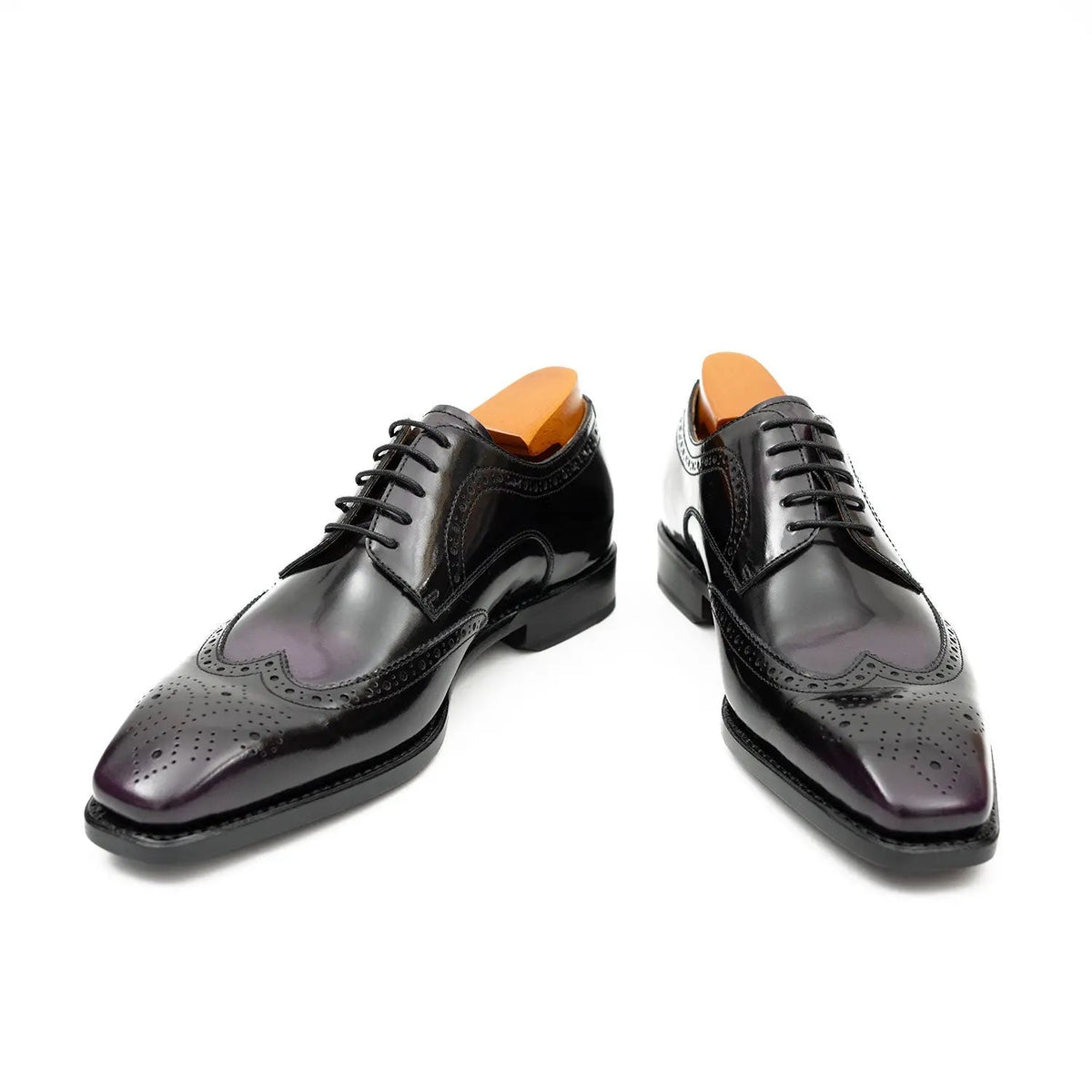 Purple Wingtip Calf Leather Derby Shoes