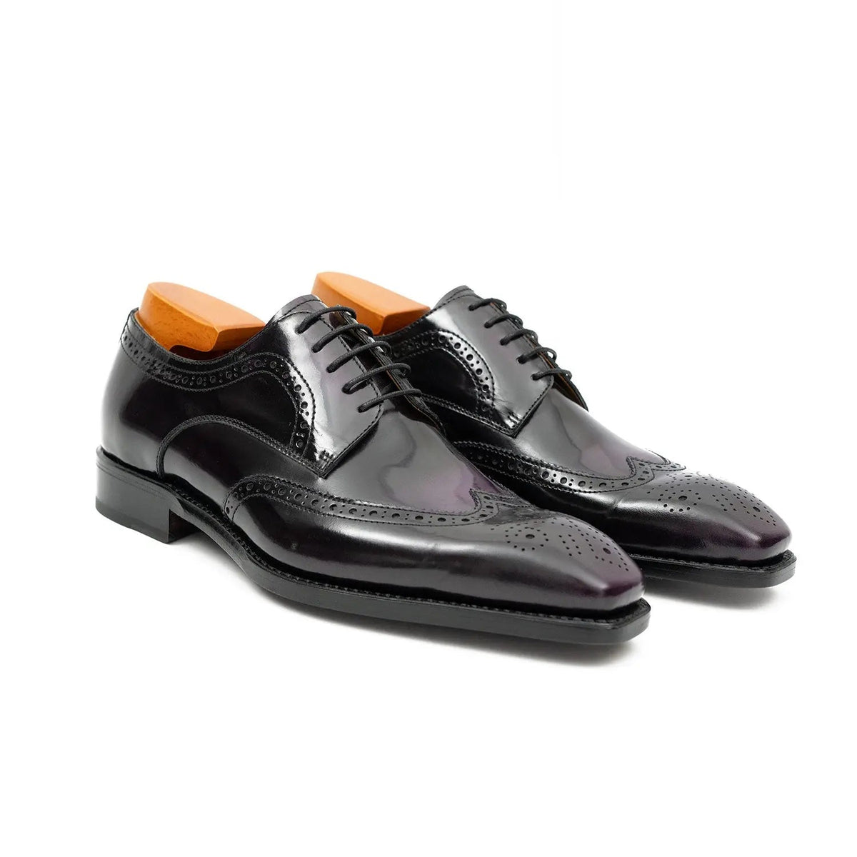 Purple Wingtip Calf Leather Derby Shoes