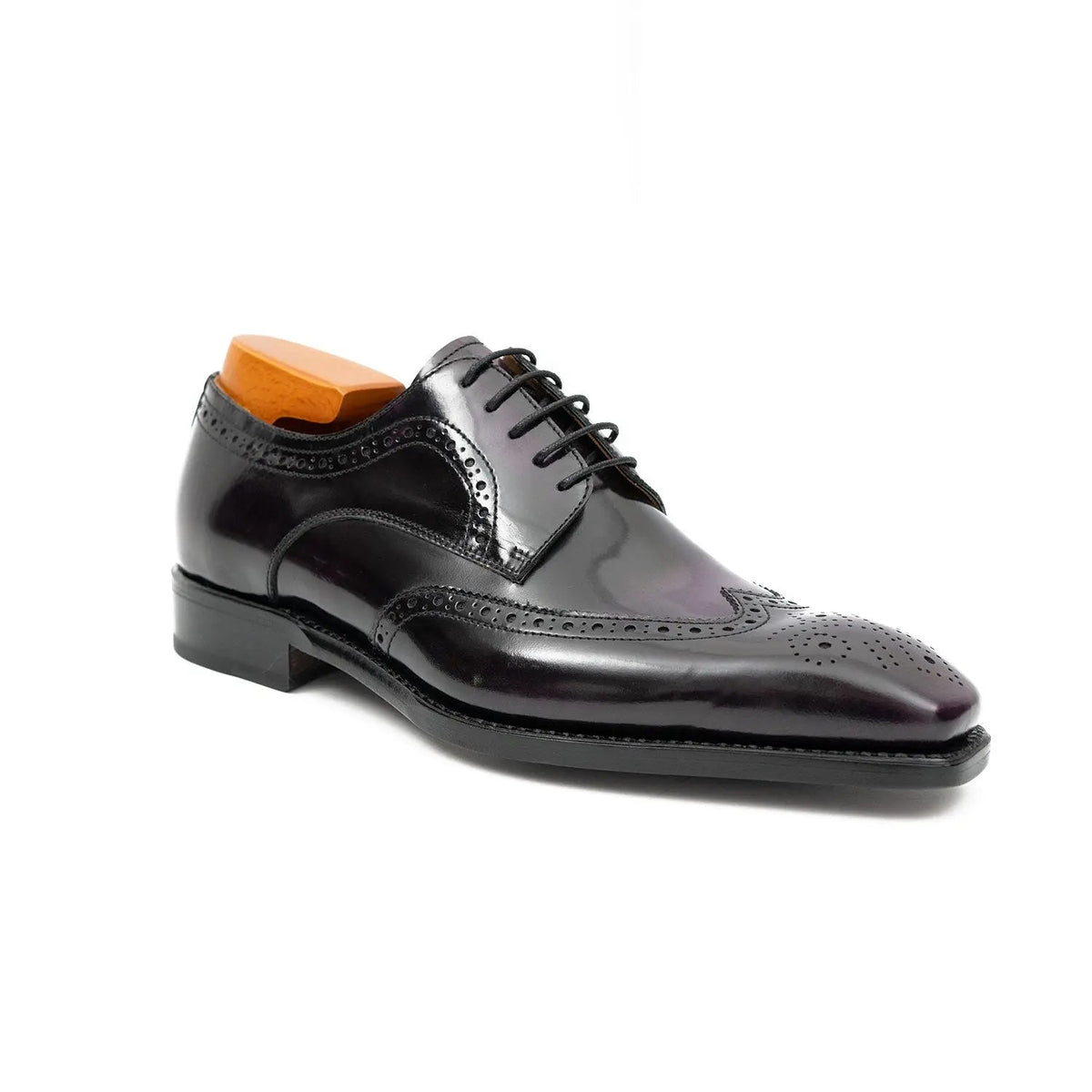 Purple Wingtip Calf Leather Derby Shoes