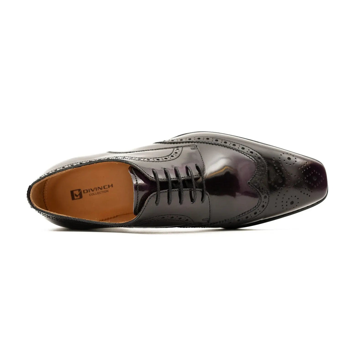 Purple Wingtip Calf Leather Derby Shoes
