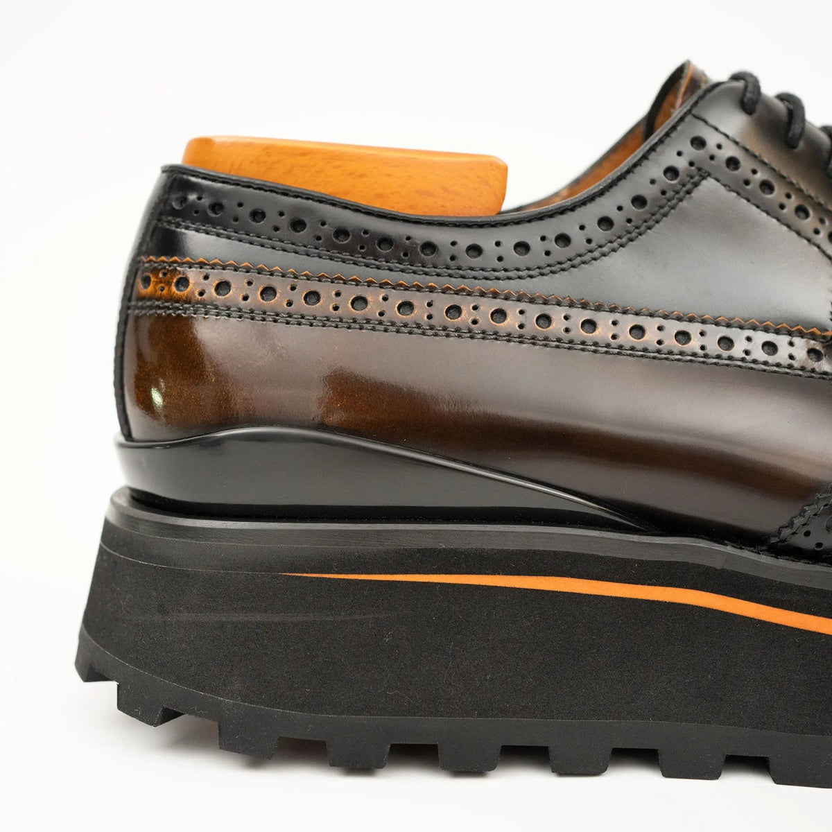 Dark Brown Wingtip Calf Leather Derby Shoes