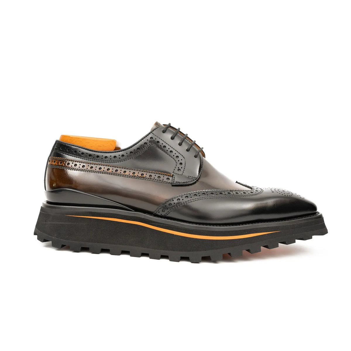 Dark Brown Wingtip Calf Leather Derby Shoes