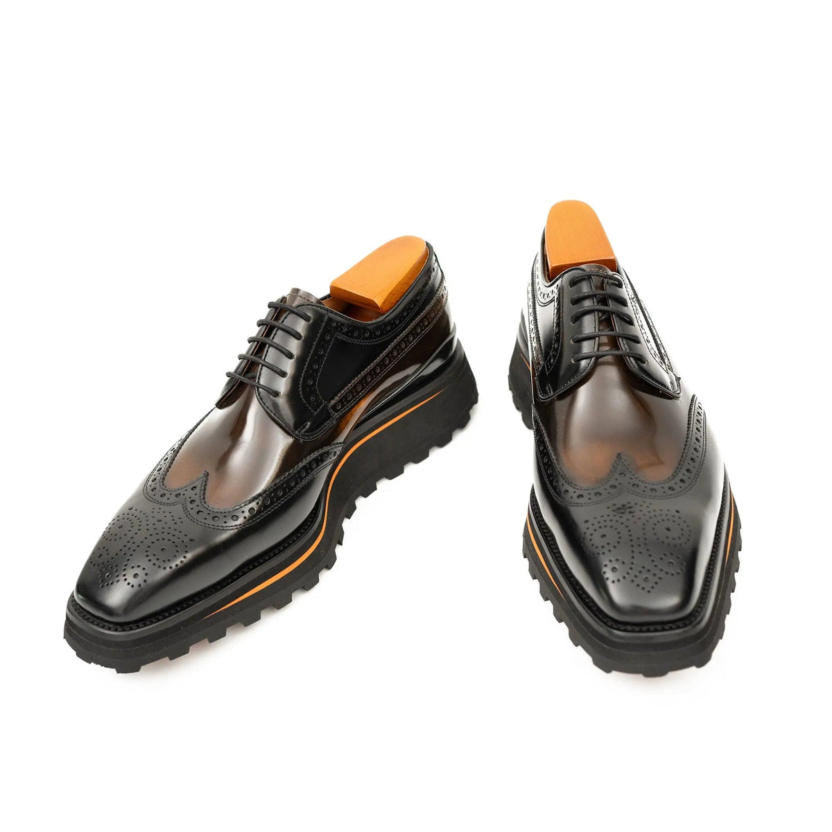 Dark Brown Wingtip Calf Leather Derby Shoes