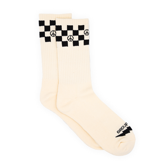 Calcetines "Peace" a Cuadros - Blanco Hueso