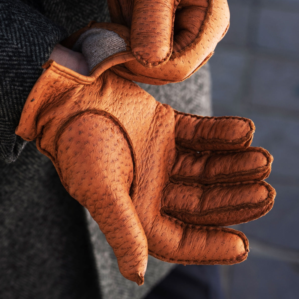 Antonio (brown) – Luxurious Italian peccary leather gloves with cashmere lining