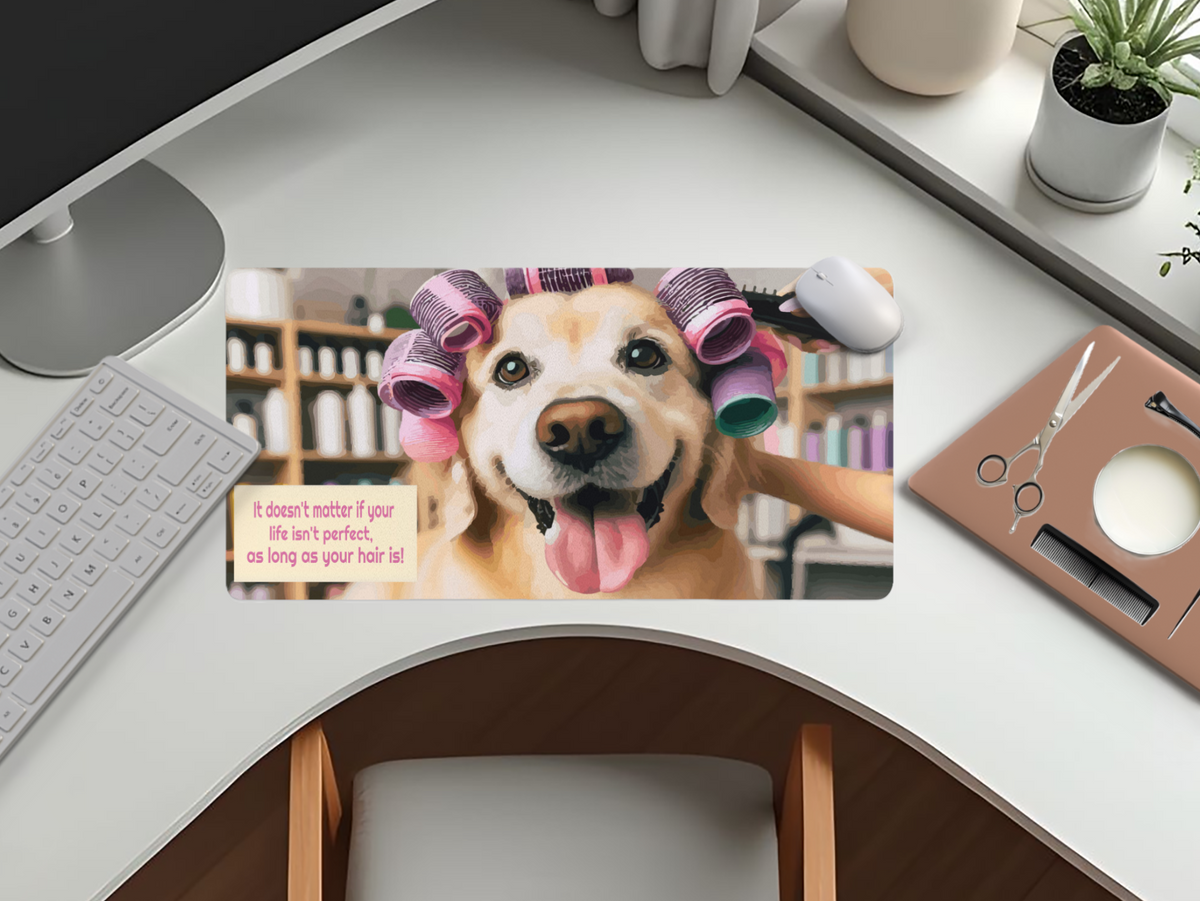Perfect Hair with Rollers Golden Retriever Mousepad Desk Mat - available in 2 sizes