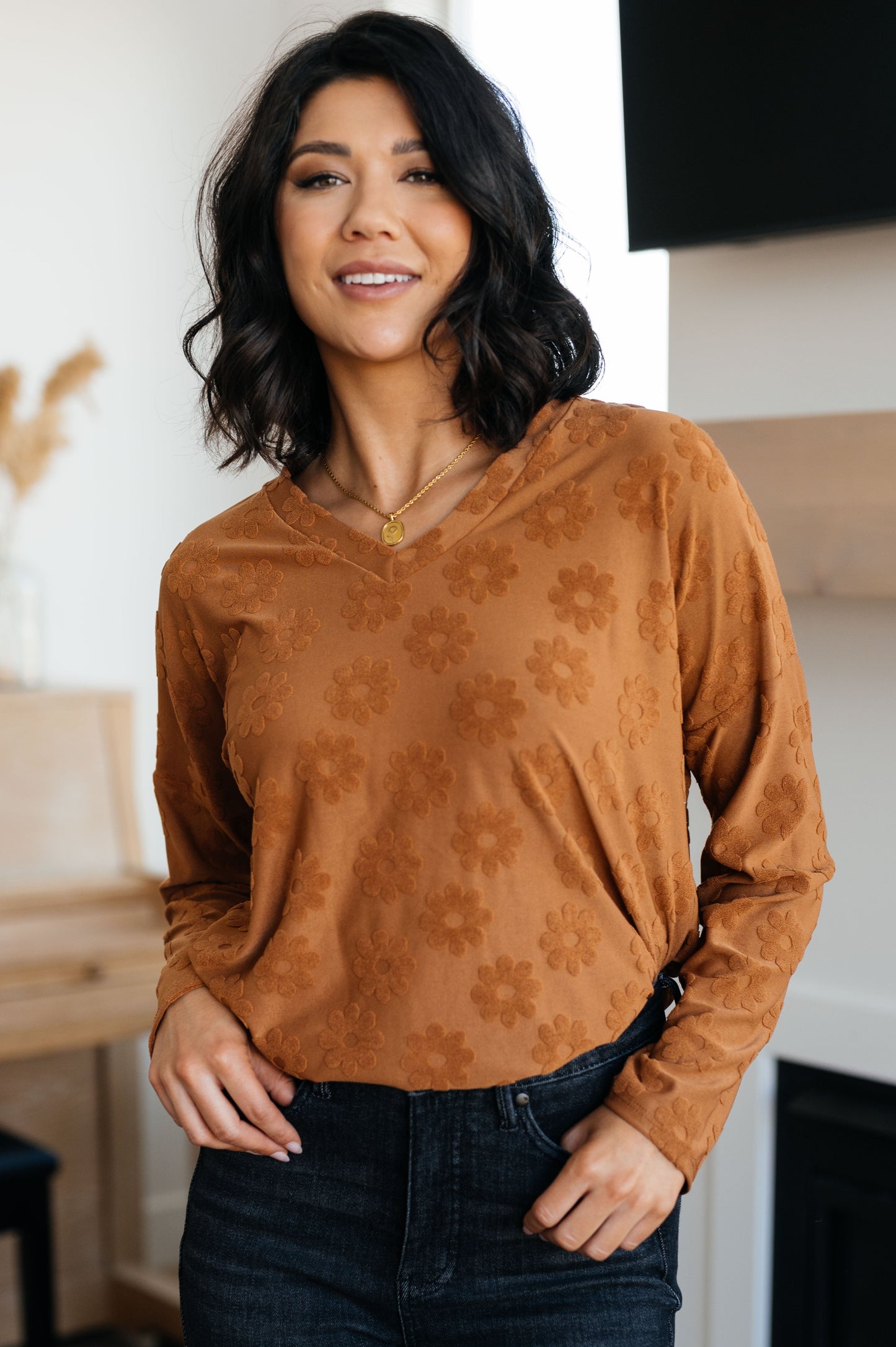 Top con cuello de pico Perfect in Pansies