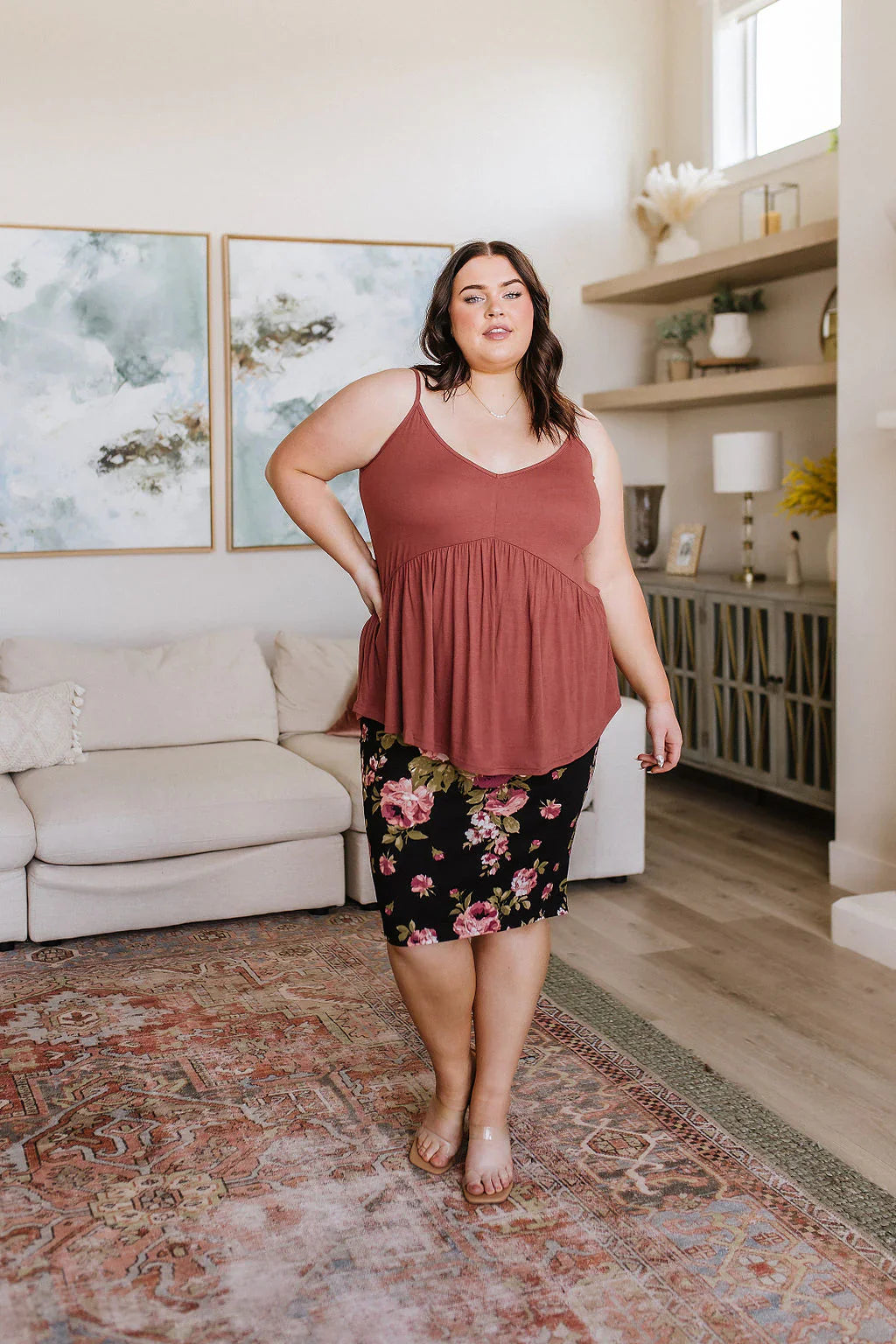 Falda lápiz floral perfectamente impecable