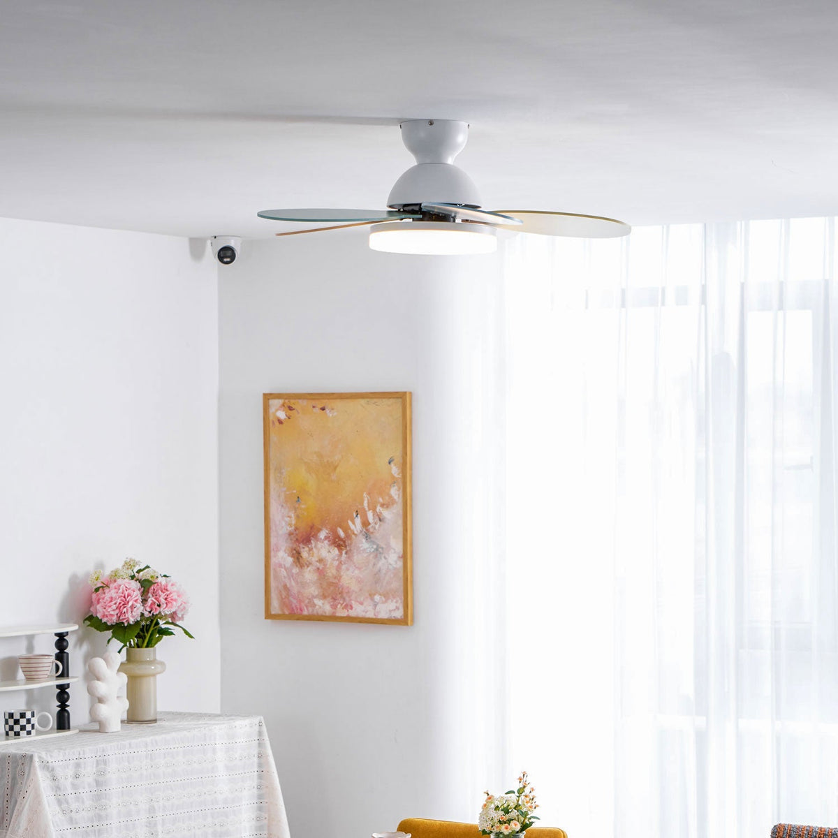 Petal-Shaped Ceiling Fan with LED Light and Remote | Quiet Reversible DC Motor