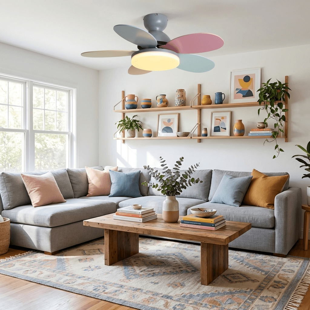 Petal-Shaped Ceiling Fan with LED Light and Remote | Quiet Reversible DC Motor