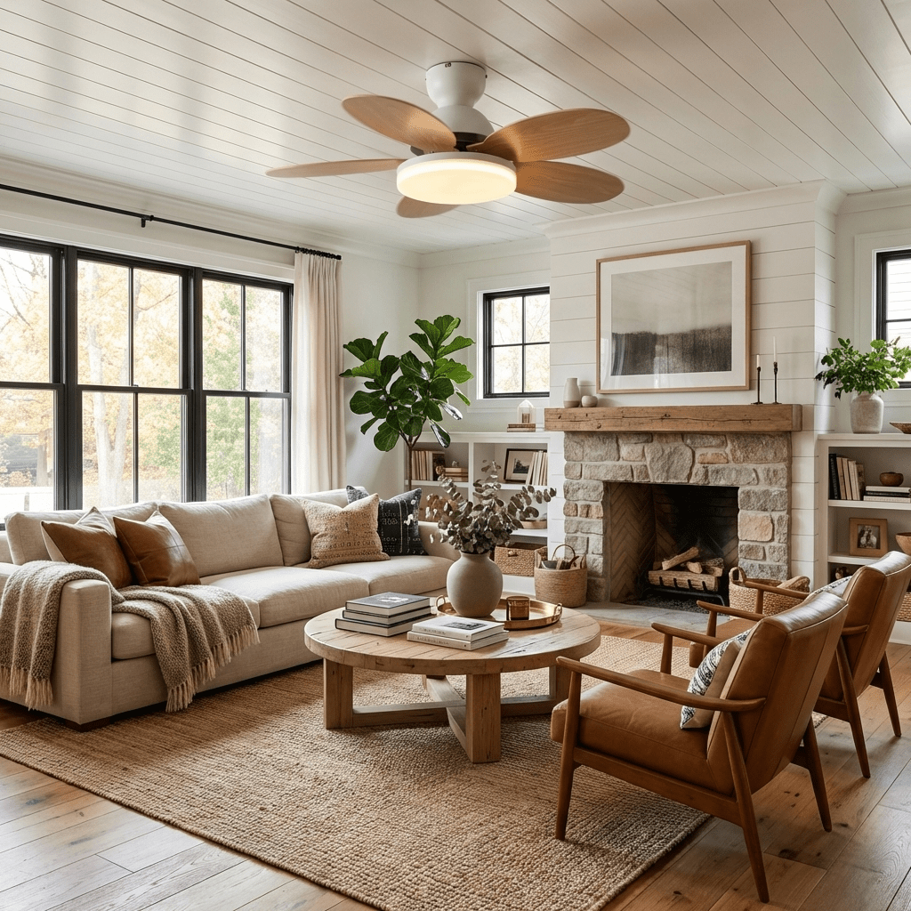 Petal-Shaped Ceiling Fan with LED Light and Remote | Quiet Reversible DC Motor