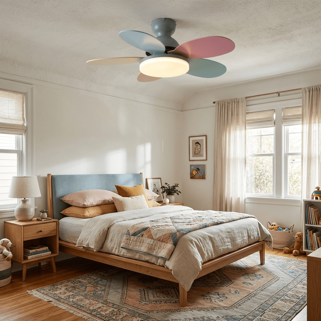 Petal-Shaped Ceiling Fan with LED Light and Remote | Quiet Reversible DC Motor