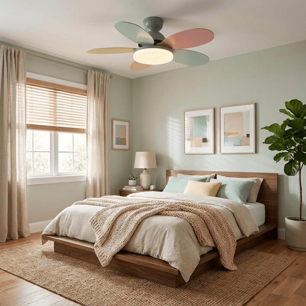 Petal-Shaped Ceiling Fan with LED Light and Remote | Quiet Reversible DC Motor