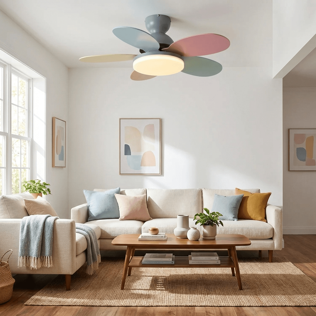 Petal-Shaped Ceiling Fan with LED Light and Remote | Quiet Reversible DC Motor