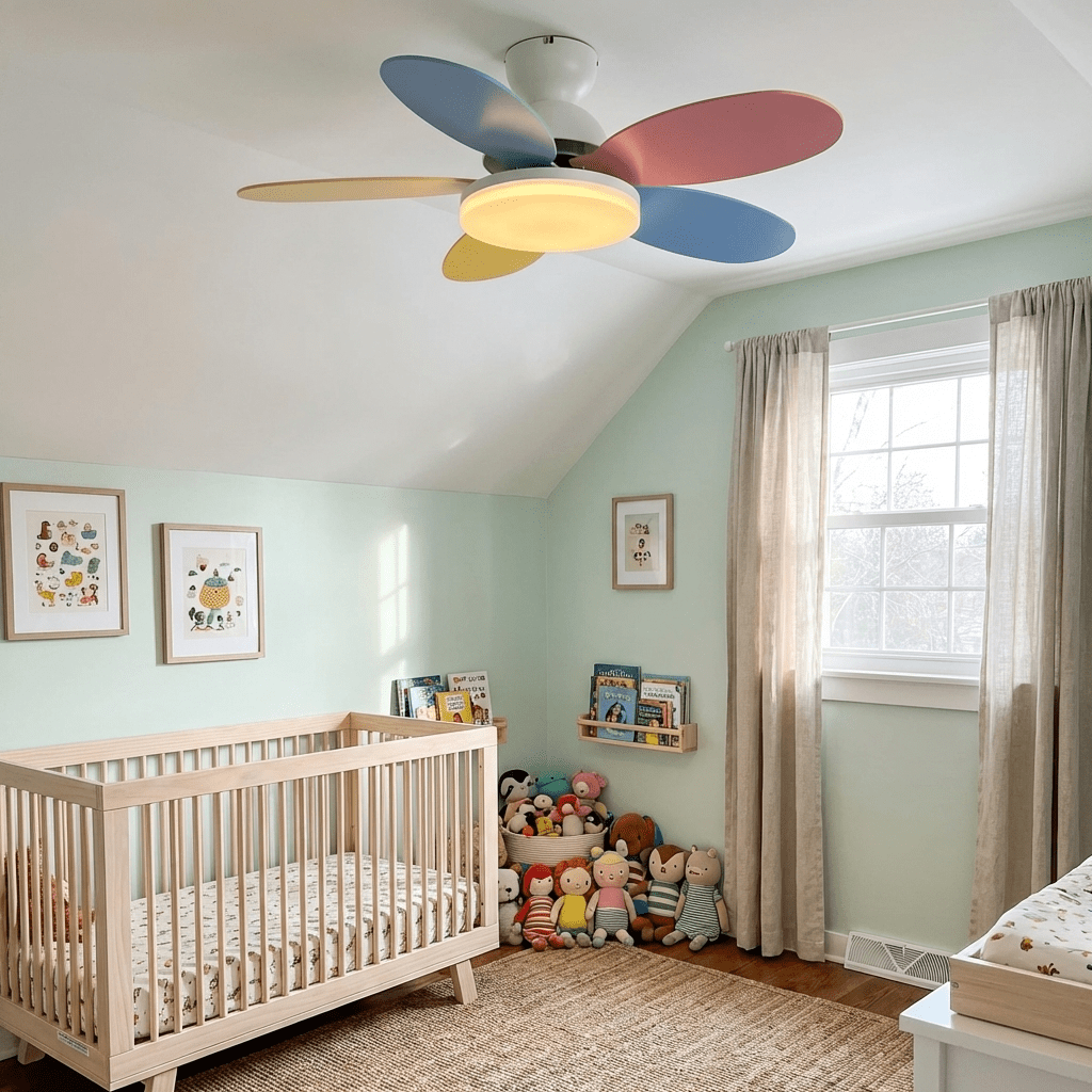 Petal-Shaped Ceiling Fan with LED Light and Remote | Quiet Reversible DC Motor