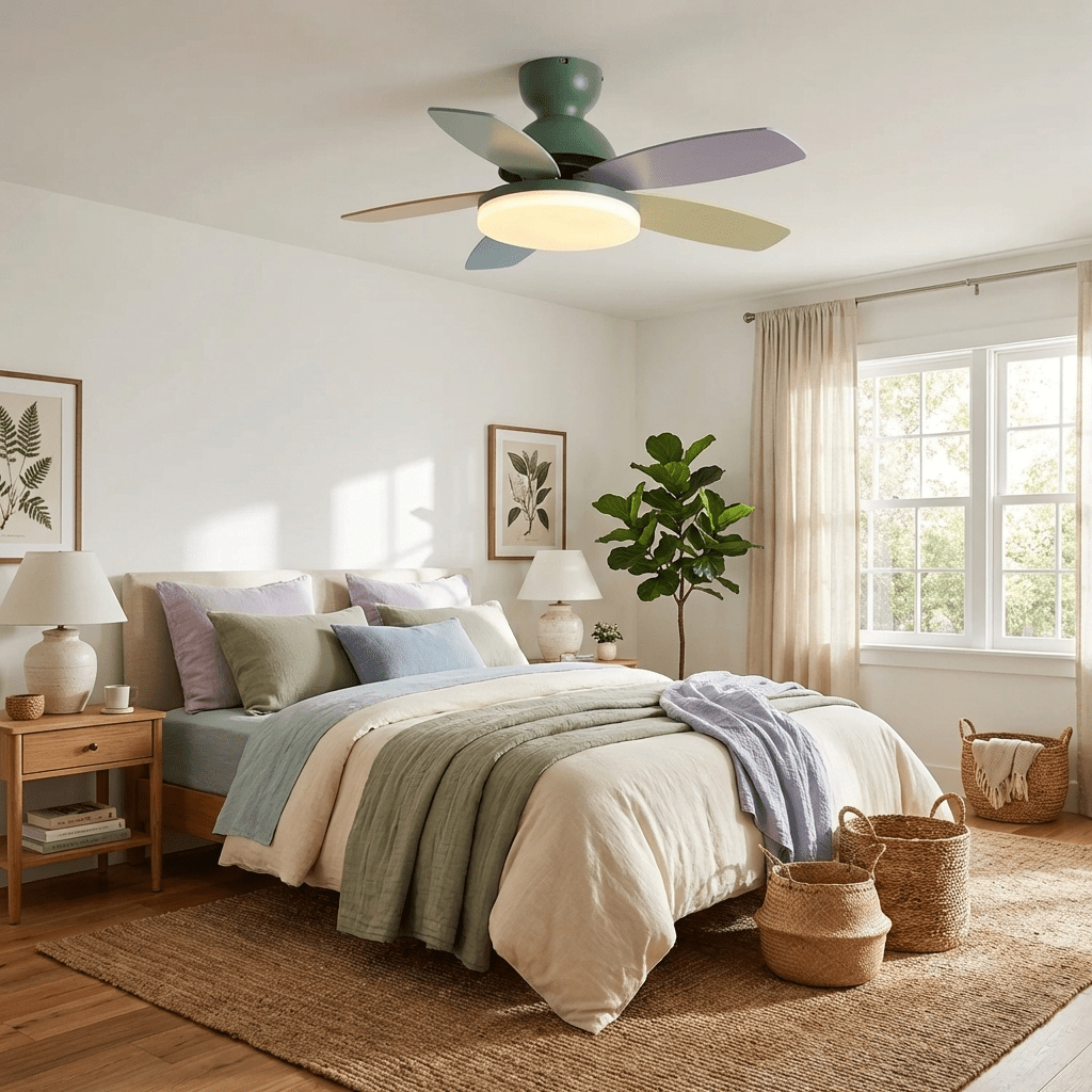 Petal-Shaped Ceiling Fan with LED Light and Remote | Quiet Reversible DC Motor