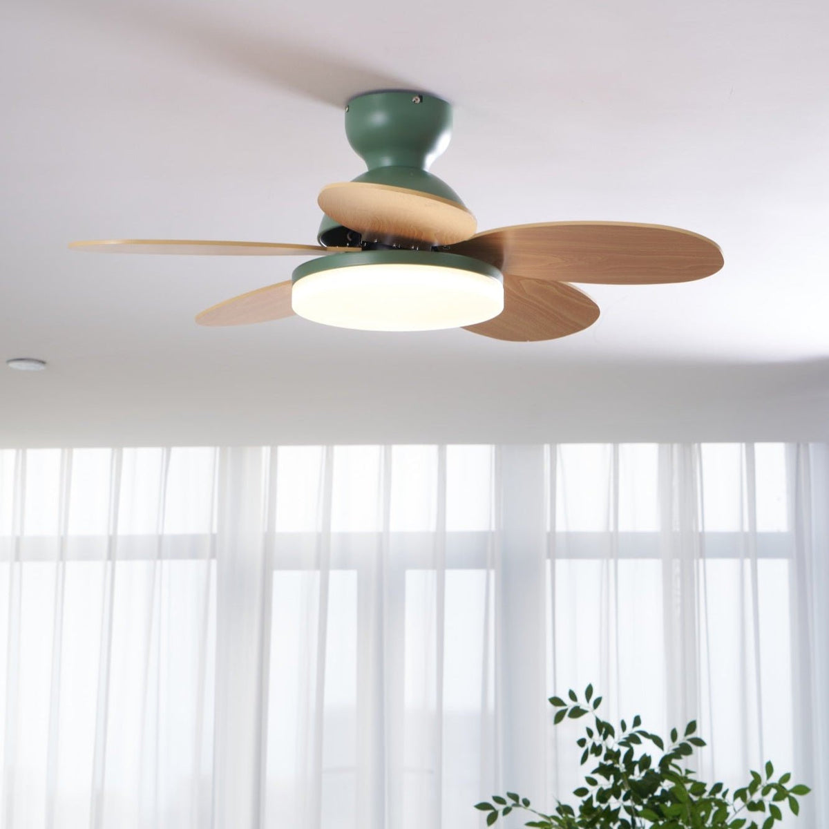 Petal-Shaped Ceiling Fan with LED Light and Remote | Quiet Reversible DC Motor